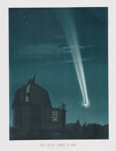 El Gran Cometa de 1881, observado en la noche del 25-26 de junio, a la 1h.30m AM, de The Trouvelot Astronomical Drawings 1881, pub. 1881 de Étienne Léopold Trouvelot