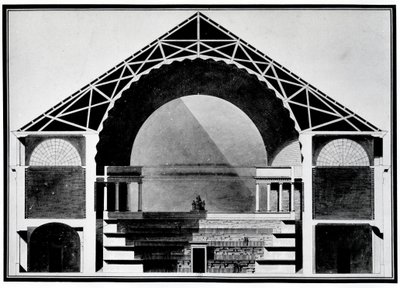 Biblioteca Real de Francia, sección transversal del edificio. Arquitectura de Etienne Louis Boullee (Etienne-Louis Boullee), arquitecto francés (1728-1799) de Etienne Louis Boullee