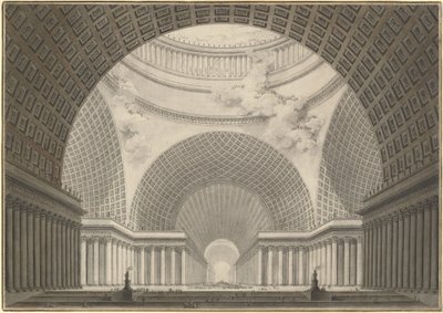 Vista en perspectiva del interior de una iglesia metropolitana de Etienne Louis Boullee
