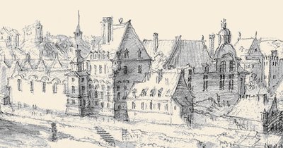 Martellange, Vista de París 1620 - Museo Ashmolean (detalle con Hôtel de Nevers) (ajustado) de Etienne Martellange