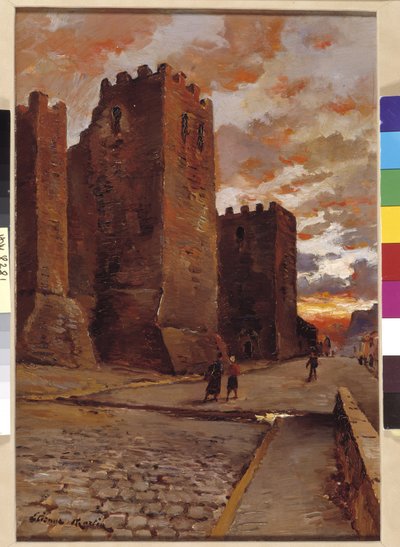 Vista de la abadía de San Víctor en Marsella (pintura) de Etienne Philippe Martin