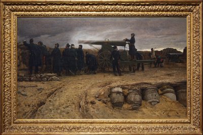 Pieza de artillería pesada francesa en el sitio de París, 1872 de Etienne Prosper Berne Bellecour