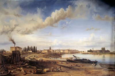 La ciudad de Chalons sur Saone (Chalons-sur-Saone). Pintura de Etienne Raffort (1802-1895) de Etienne Raffort