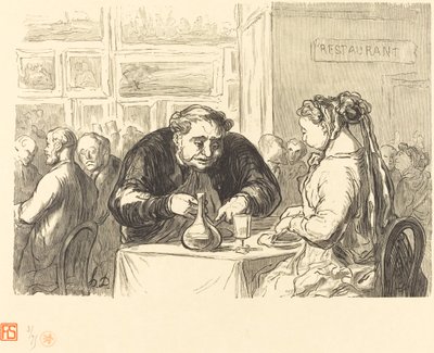 En el buffet de la Exposición de Bellas Artes de Etienne after Honoré Daumier