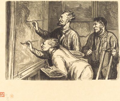 Exposición de pintura de 1868 - El último toque de pincel de Etienne after Honoré Daumier