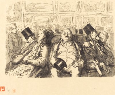 Exposición de Bellas Artes - En el Salón Cuadrado - Un Momento de Reposo de Etienne after Honoré Daumier