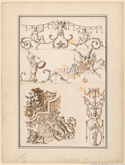 Cinco motivos para arabescos ornamentales de Etienne de Lavallee Poussin