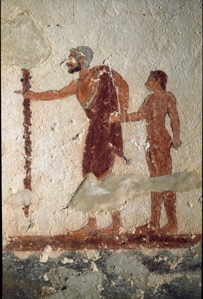 Un anciano acompañado de un joven (Fresco, detalle, 530 a.C.) de Etruscan