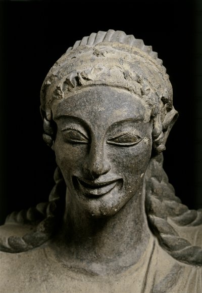 ARTE ETRUSCO: Apolo (detalle). c. 510-490 a.C. De Veius, santuario de..., c. 510-490 a.C. (terracota) de Etruscan