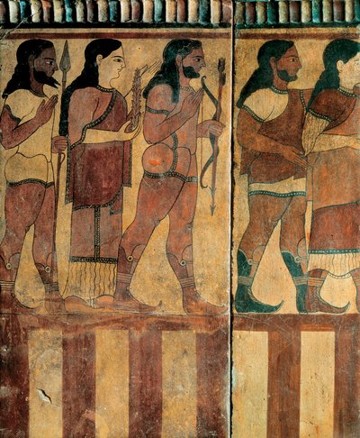 Civilización etrusca - "placa Campana" que representa una procesión de la Necrópolis de Banditaccia, Cerveteri, Roma, 550-520 a.C. de Etruscan