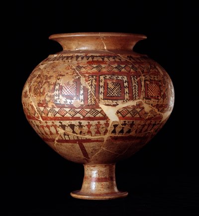 Civilización etrusca: vaso olla de la tumba 3, necrópolis de Buccacce a Bisenzio - siglo VII a.C. de Etruscan