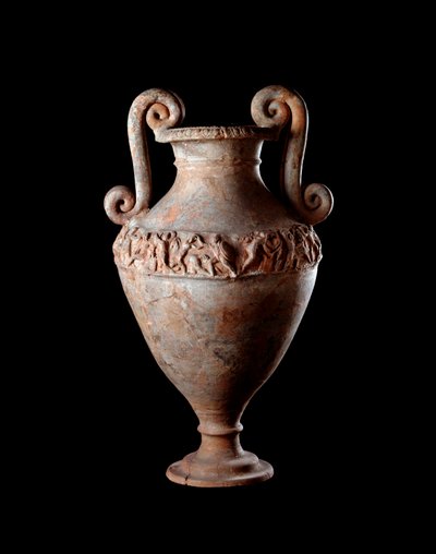 Civilización etrusca: ánfora de terracota de una tumba de Poggio Sala, Italia siglo IV a.C. Dim 48 cm de Etruscan