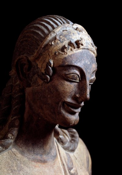Cabeza de Apolo de Veio (detalle) - Escultura de terracota, 510-490 a.C. de Etruscan