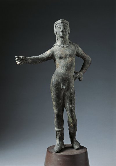 Italia, Provincia de Arezzo, Cortona, Estatua de bronce del Dios Culsans de Etruscan
