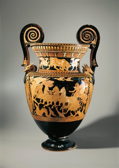 Italia, Lacio, Civita Castellana, Falerii, Crátera de volutas de figuras rojas (jarrón usado para mezclar vino y agua) de Etruscan