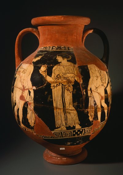 Pelike por el Pintor Sommavilla con una niña presentando una granada (reconstruido). Cerámica de figuras rojas de Orvieto (Umbría). Civilización etrusca, siglo IV a.C. de Etruscan