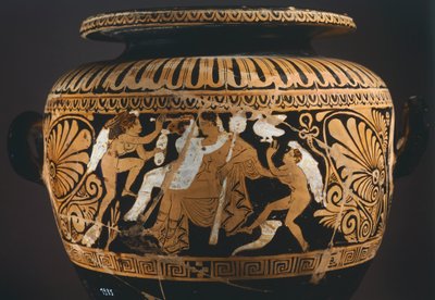 Stamnos (vasija para almacenar líquidos), (detalle) mostrando a Dionisio y Ariadna. Cerámica de figuras rojas de Porano (Umbría). Civilización etrusca, siglo IV a.C. de Etruscan