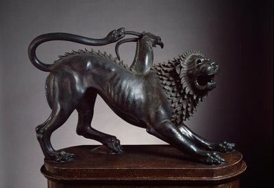 La quimera de Arezzo, asesinada por Belerofonte - Escultura etrusca, 400-350 a.C. (bronce) de Etruscan