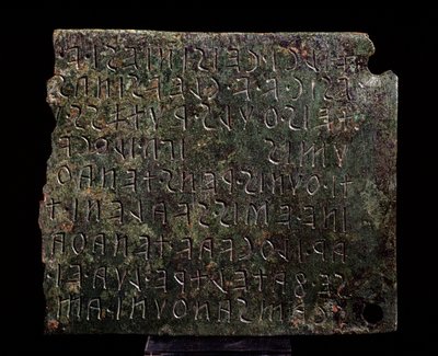 Tabla de bronce de Monte Acuto, Formello - siglo III-II a.C. de Etruscan Etruscan