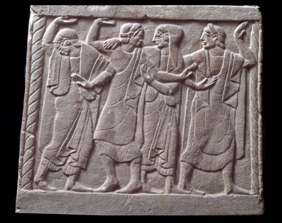 Escena de danza, bajo relieve de lápida de mármol de Etruscan Etruscan