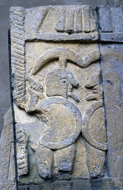 Guerrero etrusco en un sarcófago del Museo Nacional de Tarquinia de Etruscan Etruscan