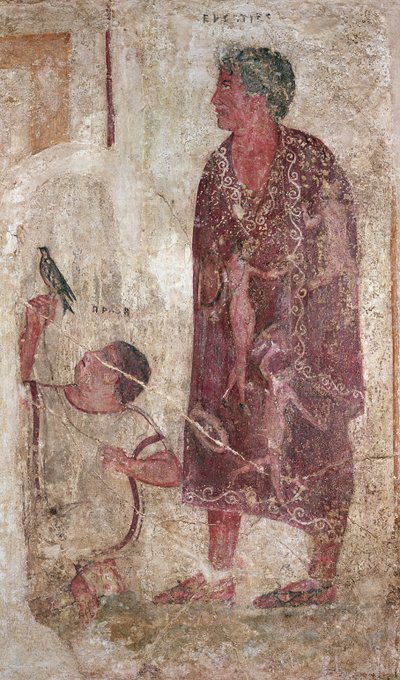 Vel Status y su esclavo (pintura mural) de Etruscan Etruscan