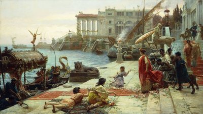 El embarque de una reina romana (óleo sobre lienzo) de Ettore Forti