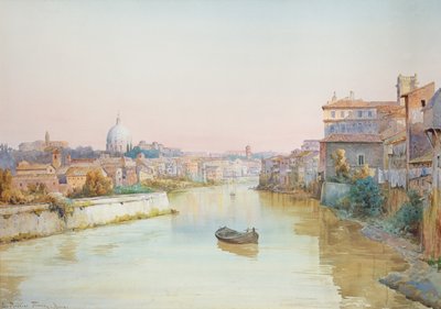 Vista del Tíber desde el Ponte Sisto de Ettore Roesler Franz