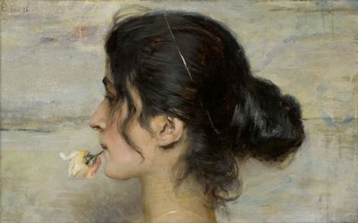 Con la rosa entre los labios, 1895 de Ettore Tito