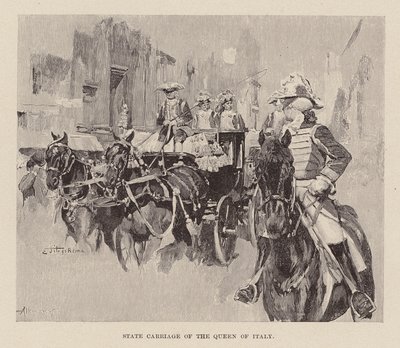 Carruaje de Estado de la Reina de Italia (grabado) de Ettore Tito