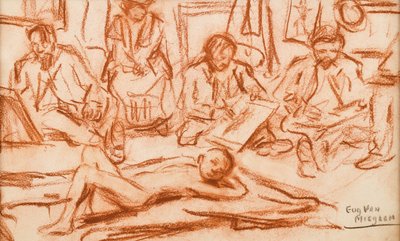Augustine entre artistas dibujando de Eugeen van Mieghem