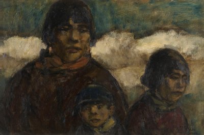 Mujer y niños en el puerto de Eugeen van Mieghem