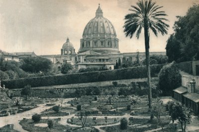 Jardines del Vaticano y cúpula de la Basílica de San Pedro, Roma, Italia, 1927 de Eugen Poppel