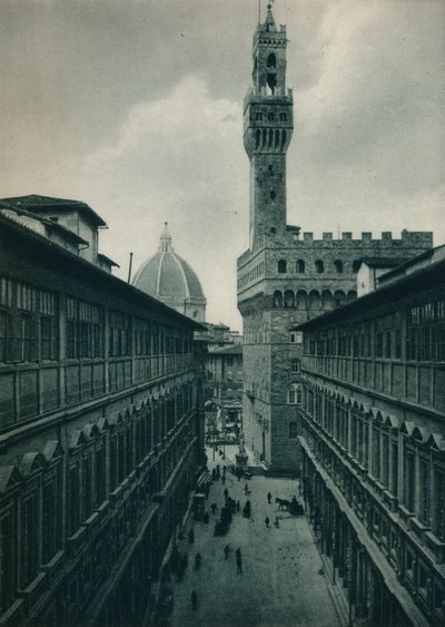 El Palazzo Vecchio desde la Galería Uffizi, Florencia, Italia, 1927 de Eugen Poppel