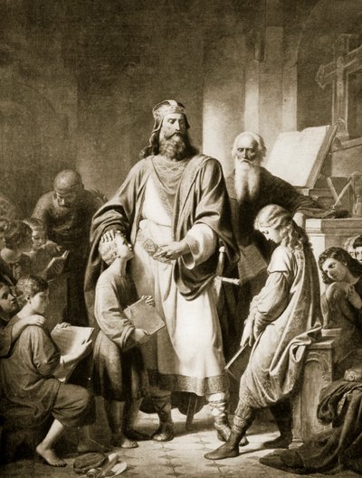 Carlomagno y sus eruditos, ilustración de 