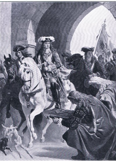 Los austriacos entrando en Belgrado, ilustración de Hitos en la Historia Europea publicada por Gresham Publishing Co, c.1920 de Eugen von Blaas