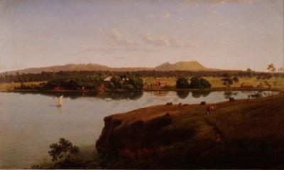 Vista de la estación Purrumbete mirando al noroeste. Mt. Leura y Mt. Sugarloaf en la distancia, Australia de Eugen von Guerard