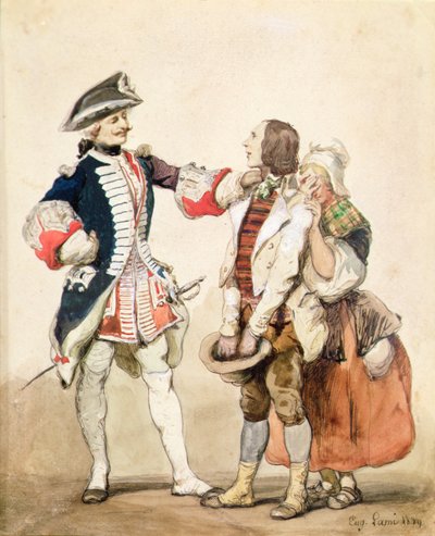 Una soldado con campesinas de Eugene Louis Lami