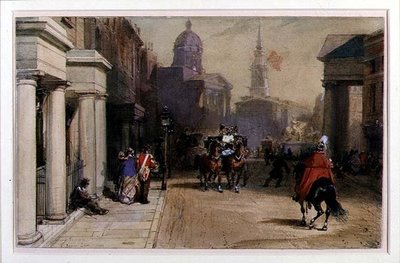 Trafalgar Square desde Pall Mall, c.1848-52 de Eugene Louis Lami