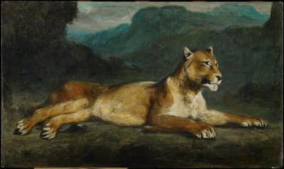 Leona reclinada, c.1855 de Eugene  Delacroix