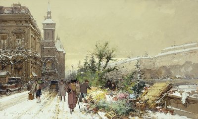 Mercado de flores de Eugene Galien Laloue