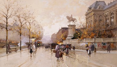 Una escena de calle en París de Eugene Galien Laloue