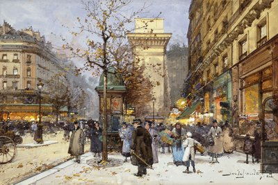Figuras en Le Boulevard St. Denis al atardecer de Eugene Galien Laloue
