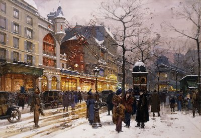 Matinée en el Moulin Rouge, París de Eugene Galien Laloue