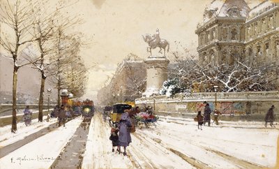 París en invierno de Eugene Galien Laloue