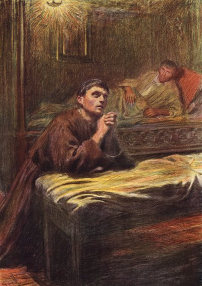 Conversión de Fray Bernardo de Quintavalle (litografía en color) de Eugene (after) Burnand