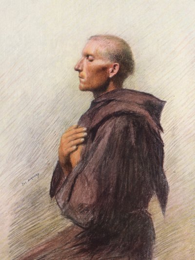 Fray Bernardo de Quintavalle (litografía en color) de Eugene (after) Burnand