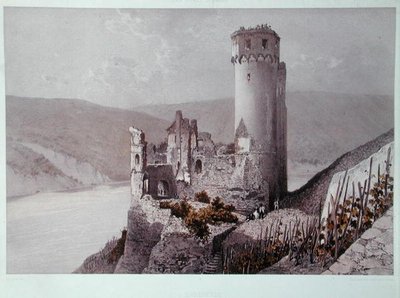 Schloss Ehrenfels en el valle del Rin, c.1863 de Eugene (after) Ciceri