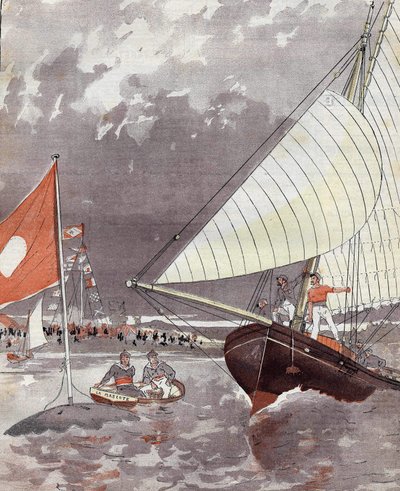 Regatas en Le Havre en 1892, basado en la acuarela del Sr. Courboin de Eugene (after) Courboin