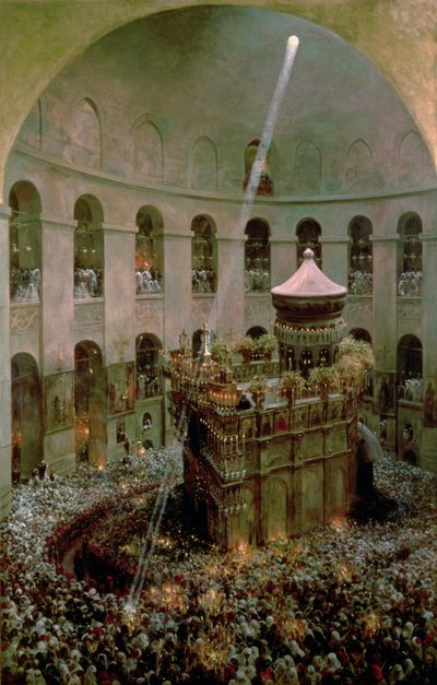 La Iglesia del Santo Sepulcro, Jerusalén: Fiestas de antorchas de Eugene Alexis Girardet